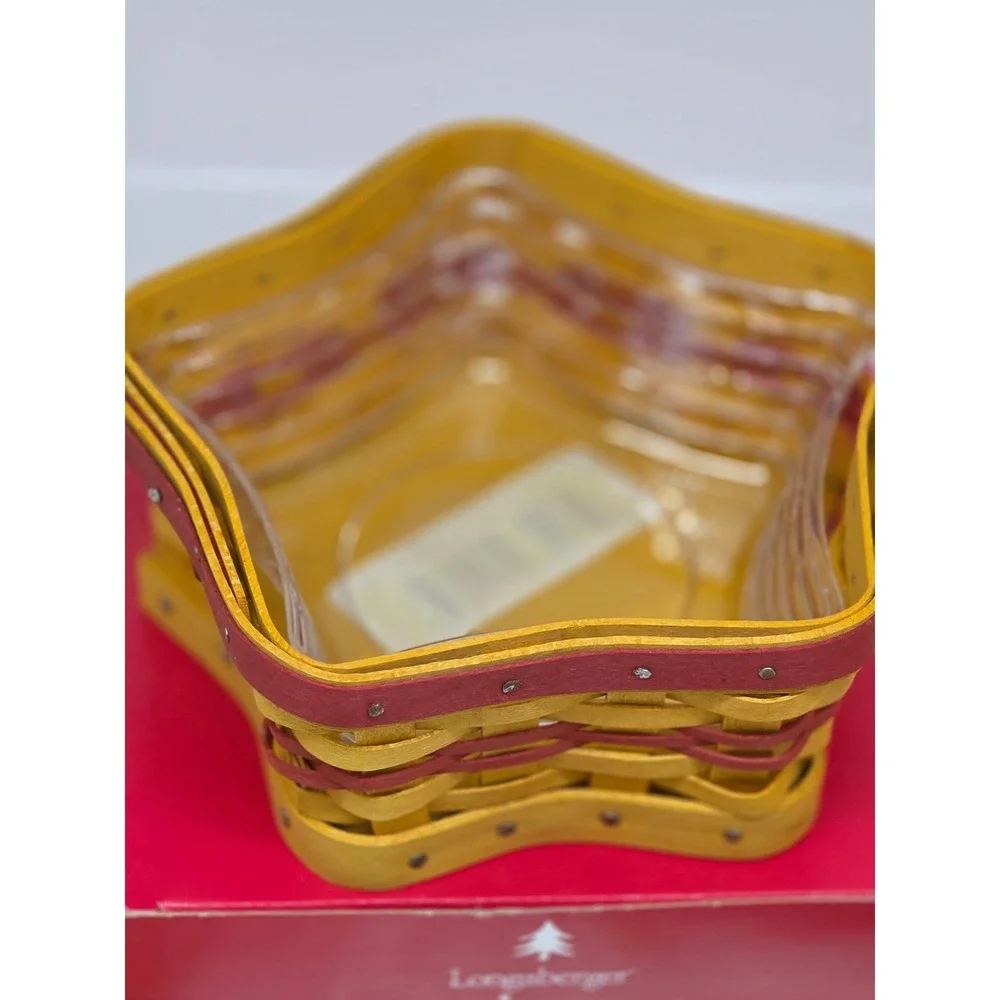 VTG Longaberger Tree Trimming Twinkle‎ Twinkle Basket Star Yellow Red Woven 2001